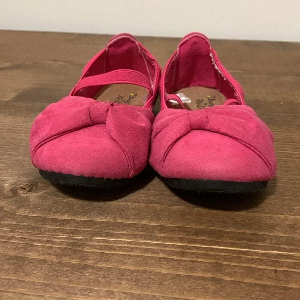 Bumble + Birdie Girls Pink Faux Suede Bow Ballet Flats Size 9 S942